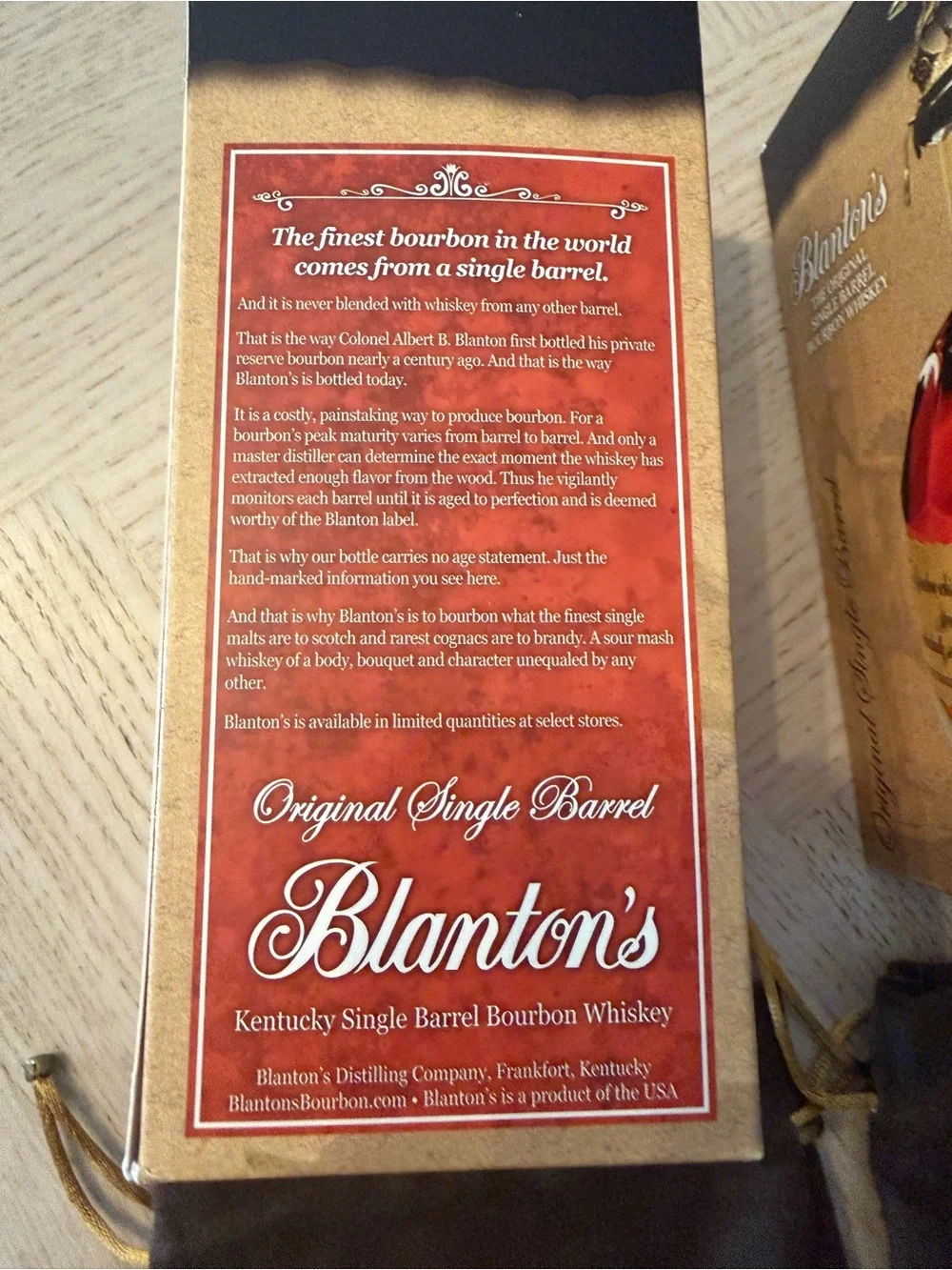 Blantons Single Barrel Bourbon Whiskey box and embroidered pouch set